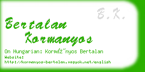 bertalan kormanyos business card